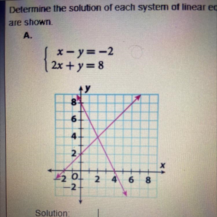 X - y = -2 2x +y = 8-example-1