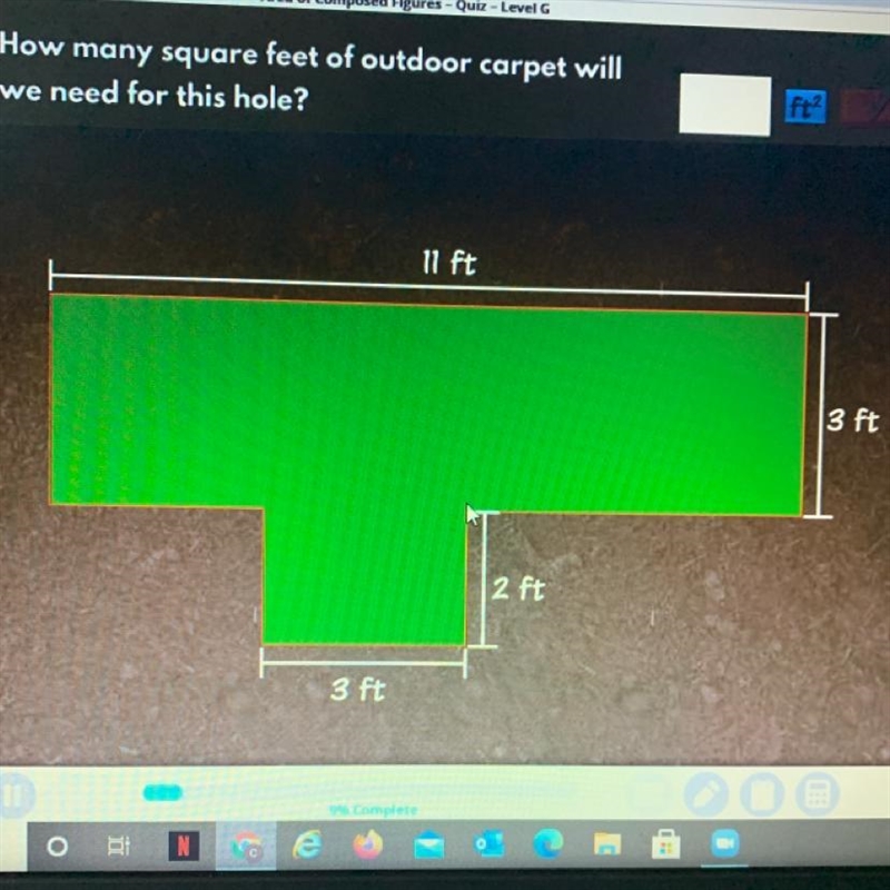 How many square feet of outdoor carpet will we need for this hole?-example-1