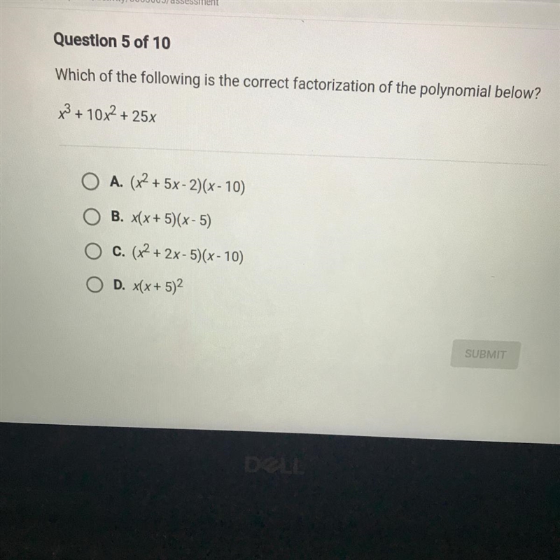 Which of the follow is the correct factorization of the polynomial below?-example-1