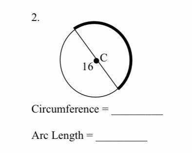 Find the circumference and length of the darkened part of the arc. Leave answer in-example-1