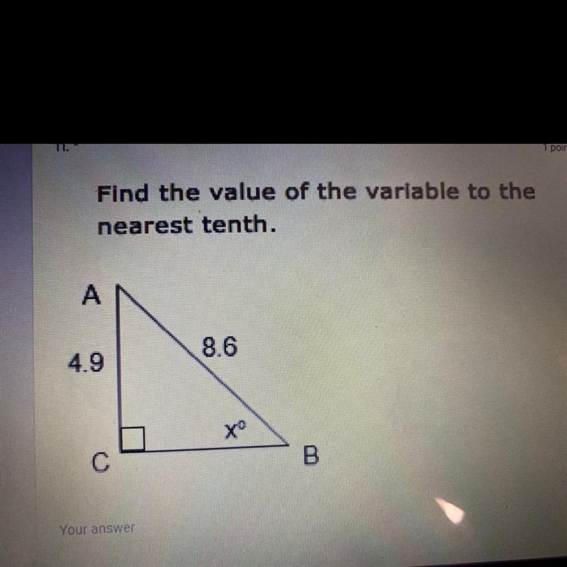 Find the value of the variable to the nearest tenth.-example-1