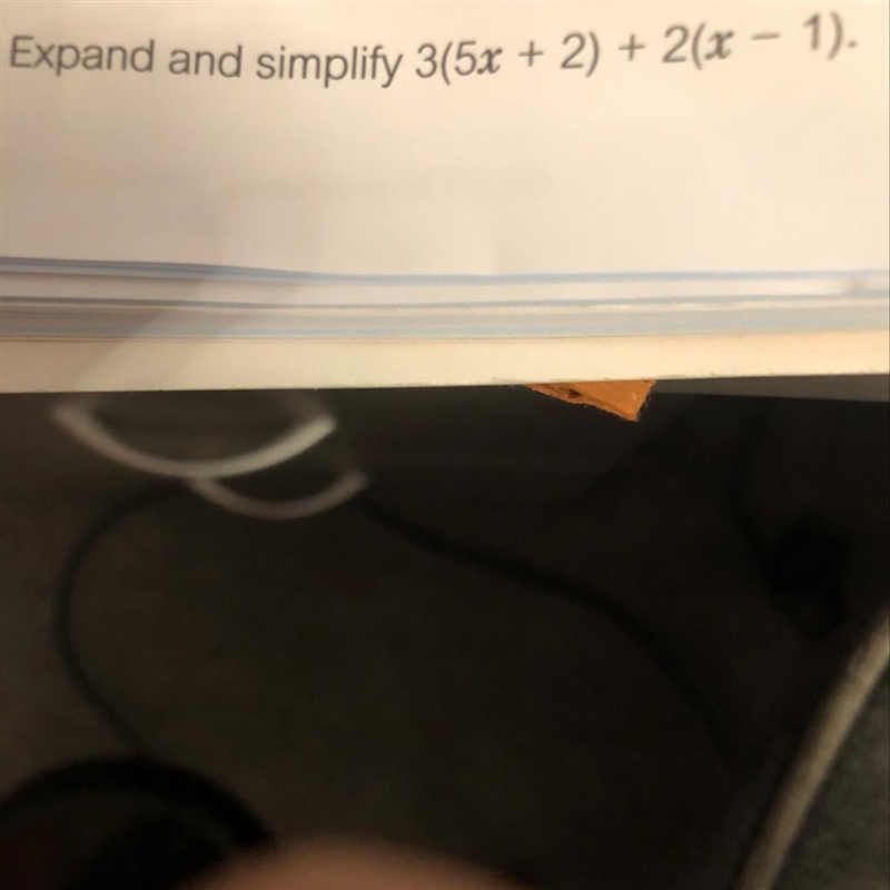 Expand and simplify 3(5x + 2) +2(x-1)-example-1