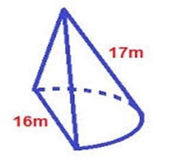 The diagram shows a solid which is half of a cone. Calculate the total surface area-example-1