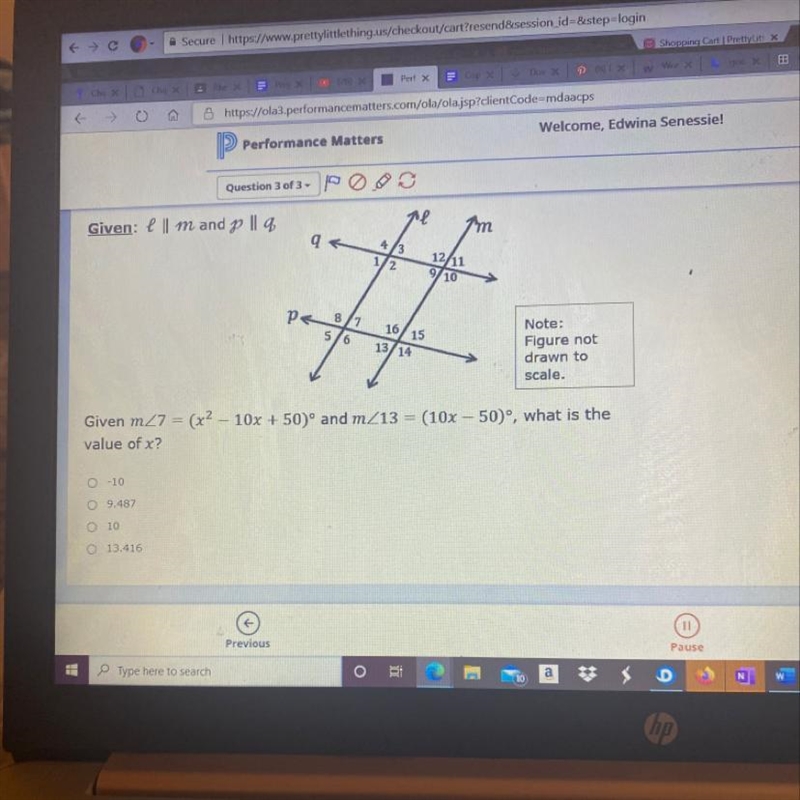 Given: ! || m and p || 9, M Am 43 2. 12/11 9/10 P8/7 5/6 16/15 13/14 Note: Figure-example-1