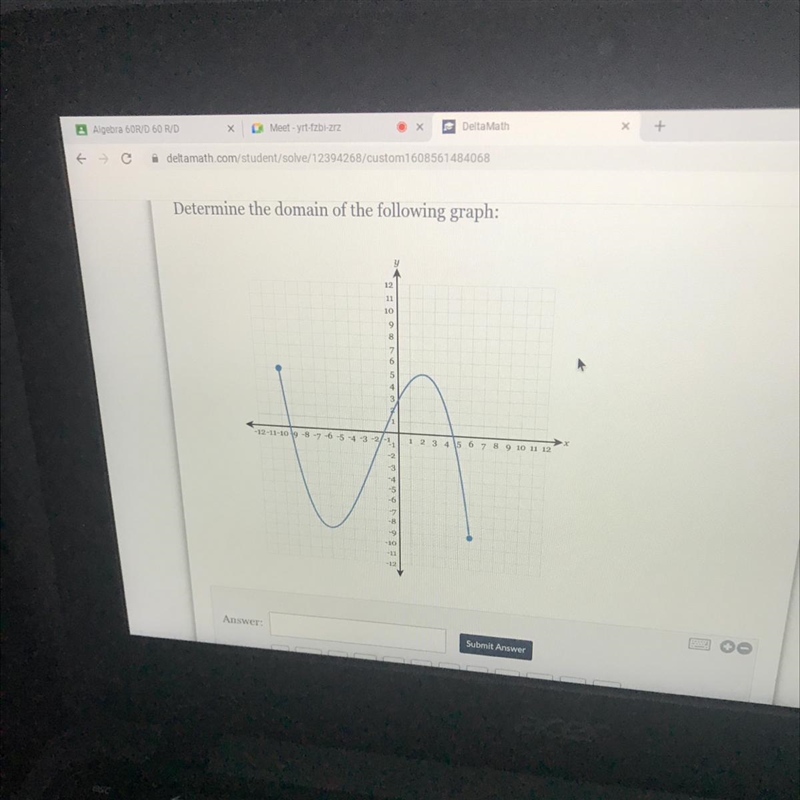 Determine the domain of the following graph:.....-example-1