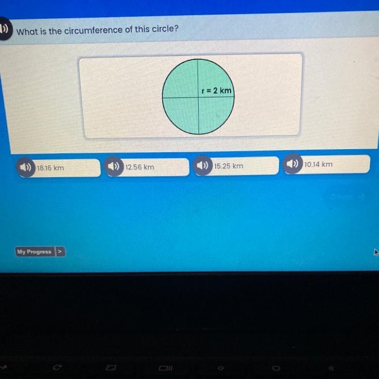 What is the circumference of this circle?-example-1