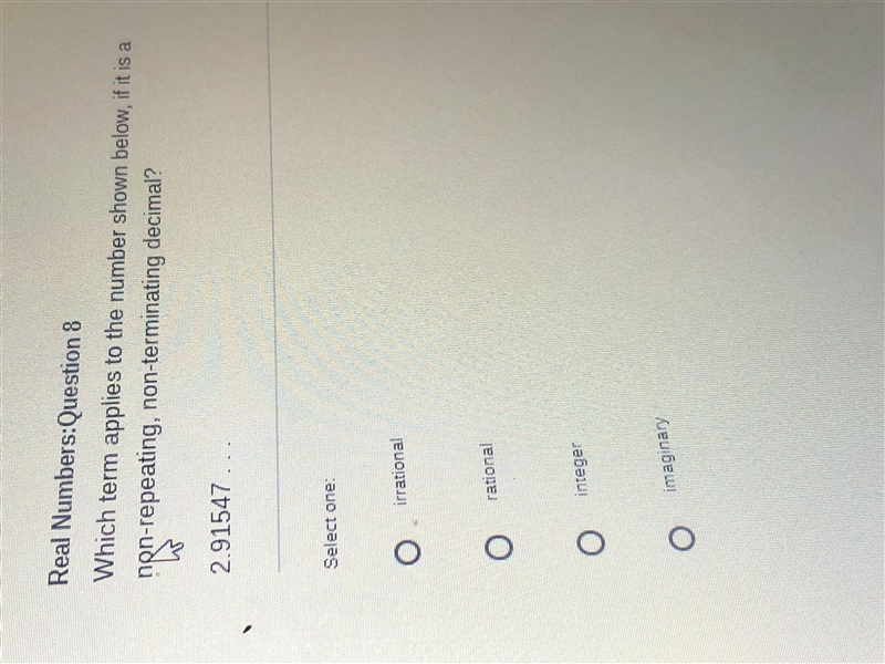 If it is a non-repeating, non-terminating decimal? What’s the answer PLEASE HELP :(-example-1