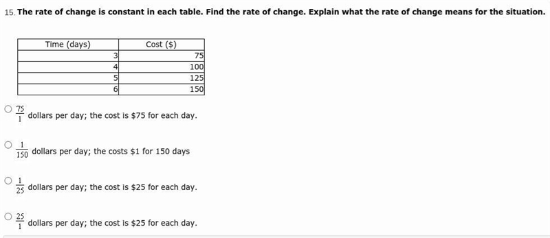 The rate of change is constant in each table. Find the rate of change. Explain what-example-1