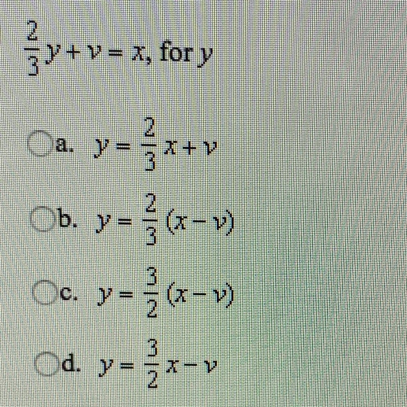 (Literal Equations) Solve each equation or formula for the variable indicated 2/3y-example-1