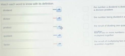 Words to know Match each word to know with its definition. dividend the number a dividend-example-1