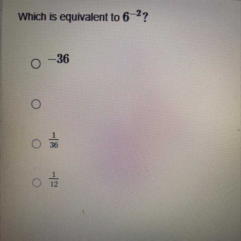 Which is equivalent to 6^-2-example-1