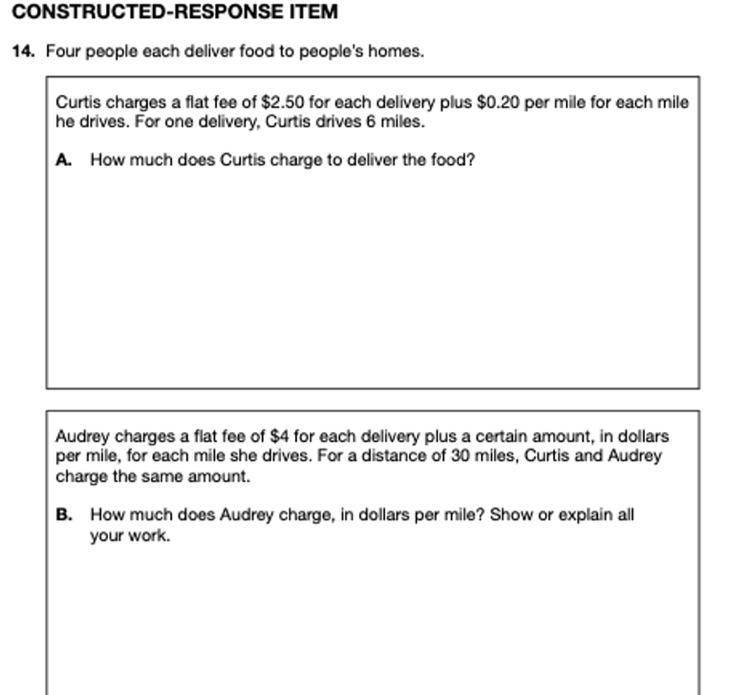 Curtis charges a flat fee of $2.50 for each delivery plus $0.20 per mile for each-example-1