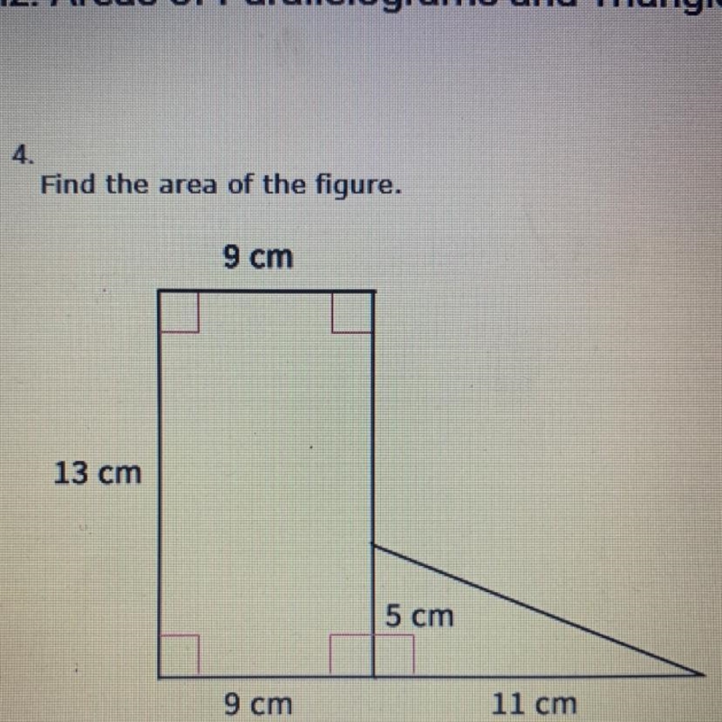 Find the area of the figure A. 139.5 cm squared B. 144.5 cm squared C. 47.0 cm squared-example-1