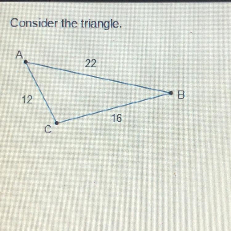 Consider the triangle. Which shows the order of the angles from smallest to largest-example-1