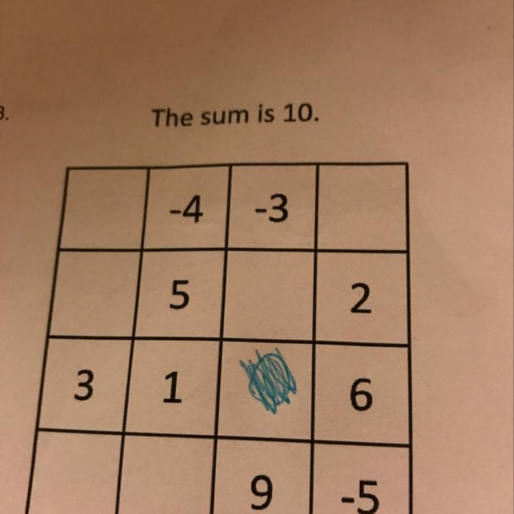 Solve there magic squares using positive and negative numbers including 0 to add the-example-1