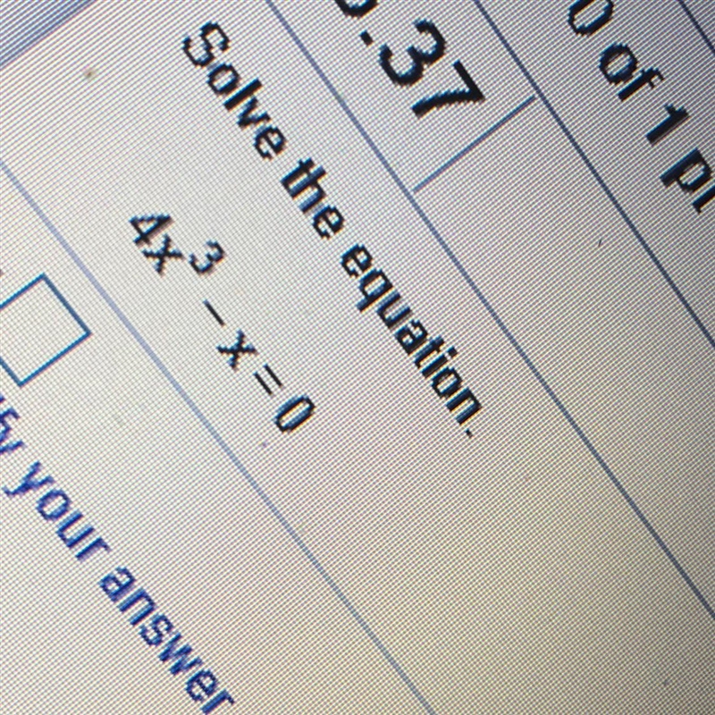 Solve the equation 4x^3 - x=0-example-1