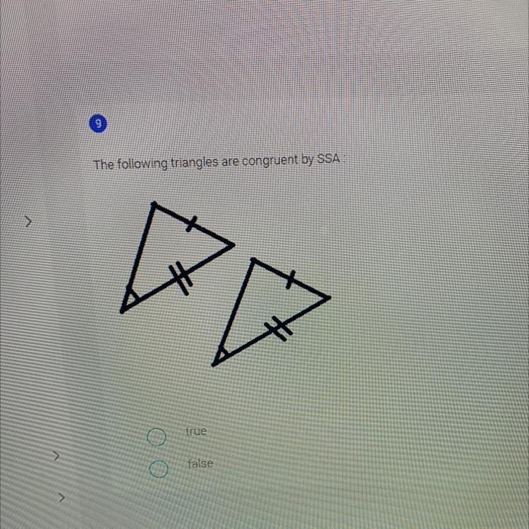 The following triangles are congruent by SSA-example-1