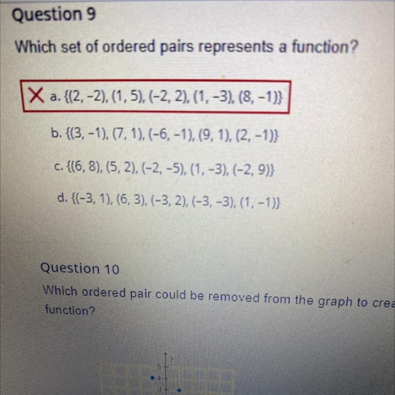 Which set of ordered pairs represent a function?-example-1