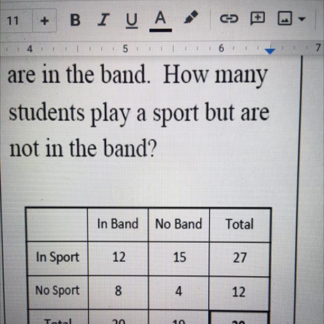 How many students play a sport but are not in the band? (Look at the photo!)-example-1