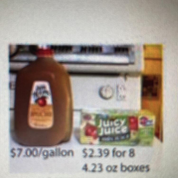 Suppose the juice boxes go on sale for $1.79 for the eight 4.23-ounce juice boxes-example-1