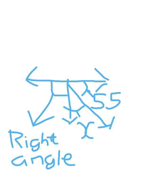 find value of x when one is right angle and other is separated by 2 one of them is-example-1