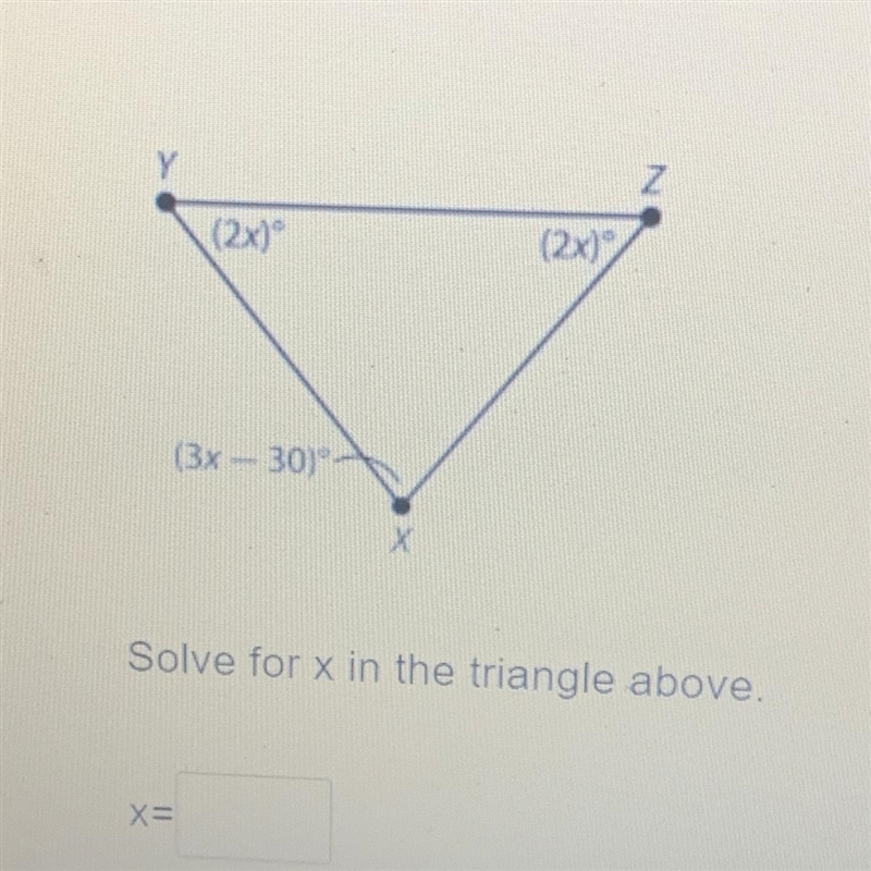 Solve for x in the triangle above-example-1