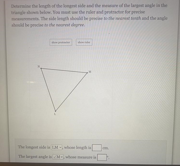 PLEASEEEE !!!!!! Help me figure out the length centimeters of LM. And the largest-example-1