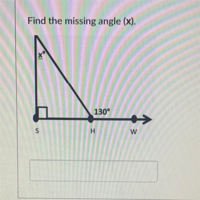 Find the missing angle (x). Help ASAP-example-1