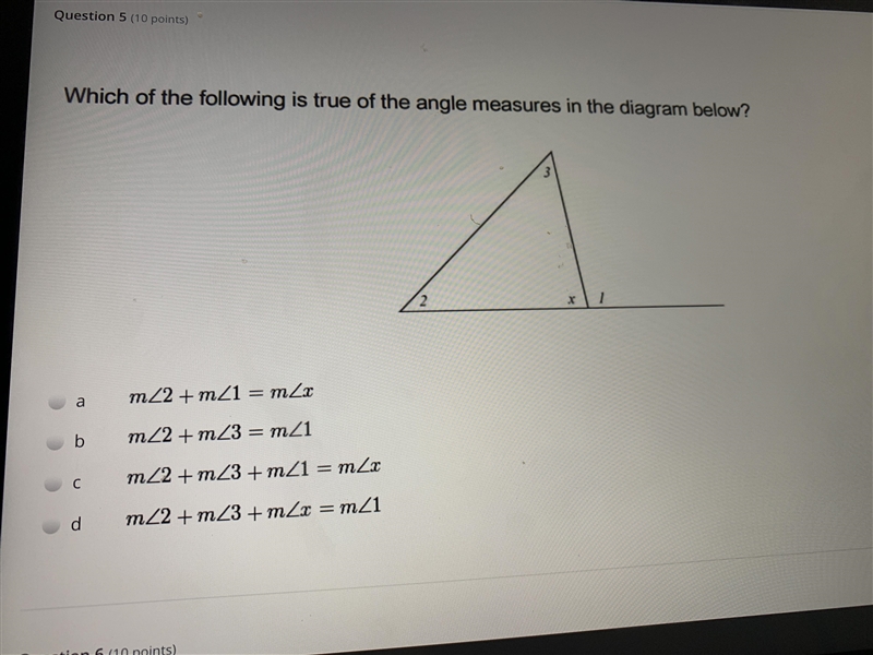 Which of the following is true of the angle measures in the diagram below.-example-1