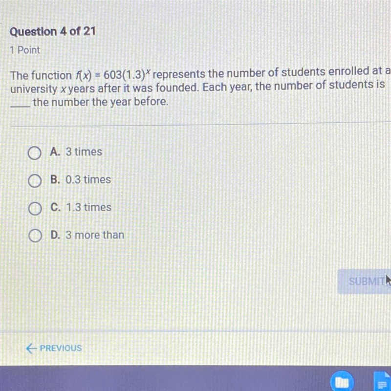 A. 3 times B. 0.3 times C. 1.3 times D. 3 more than-example-1