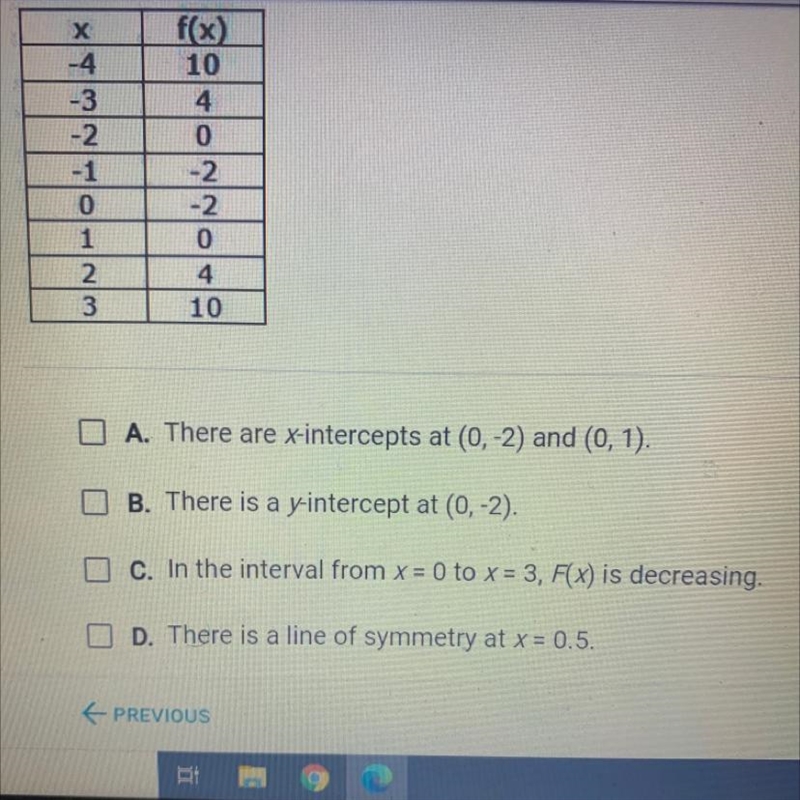 Select all of the statements that can be determined from the table given-example-1