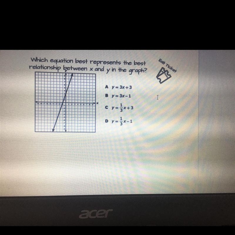 Which equation best represents the best relationship between x and y in the graph-example-1