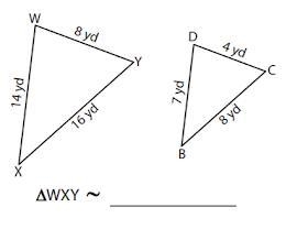 SOMEBODY, PLEASE HELP Triangle WXY is similar to triangle ______________. A) BCD B-example-1