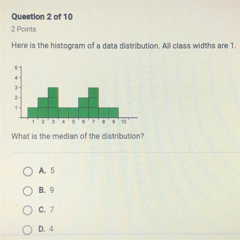 Here is a histogram of a data distribution. All class widths are 1-example-1