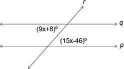 Find the value of x for which p || q.-example-1