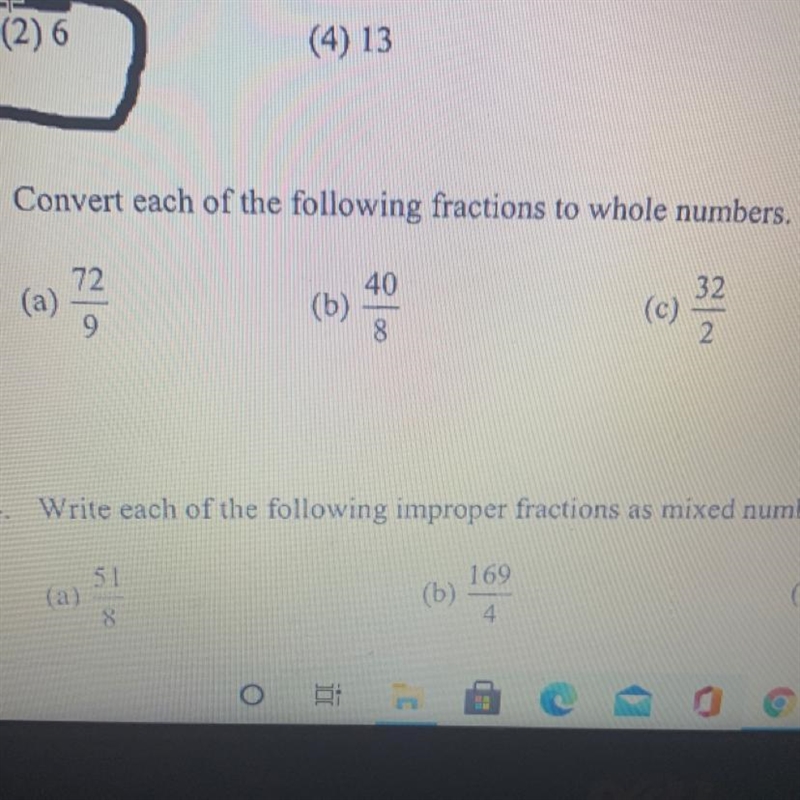 Convert each of the following fractions to whole numbers.-example-1