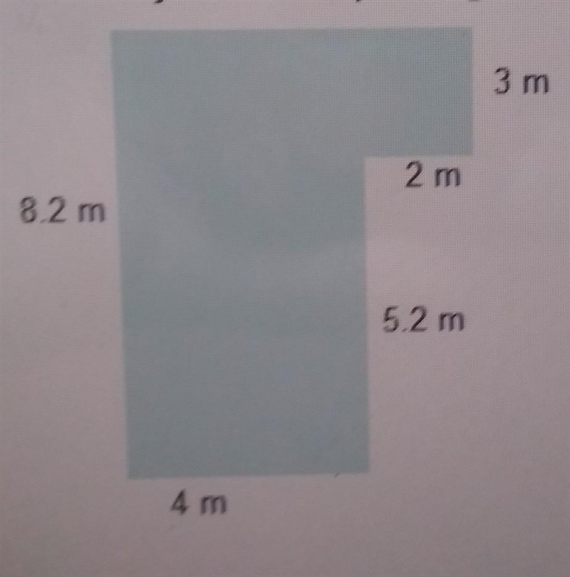 How can you break up the figure into familiar shapes to determine the area? 3 m 8.2 m-example-1