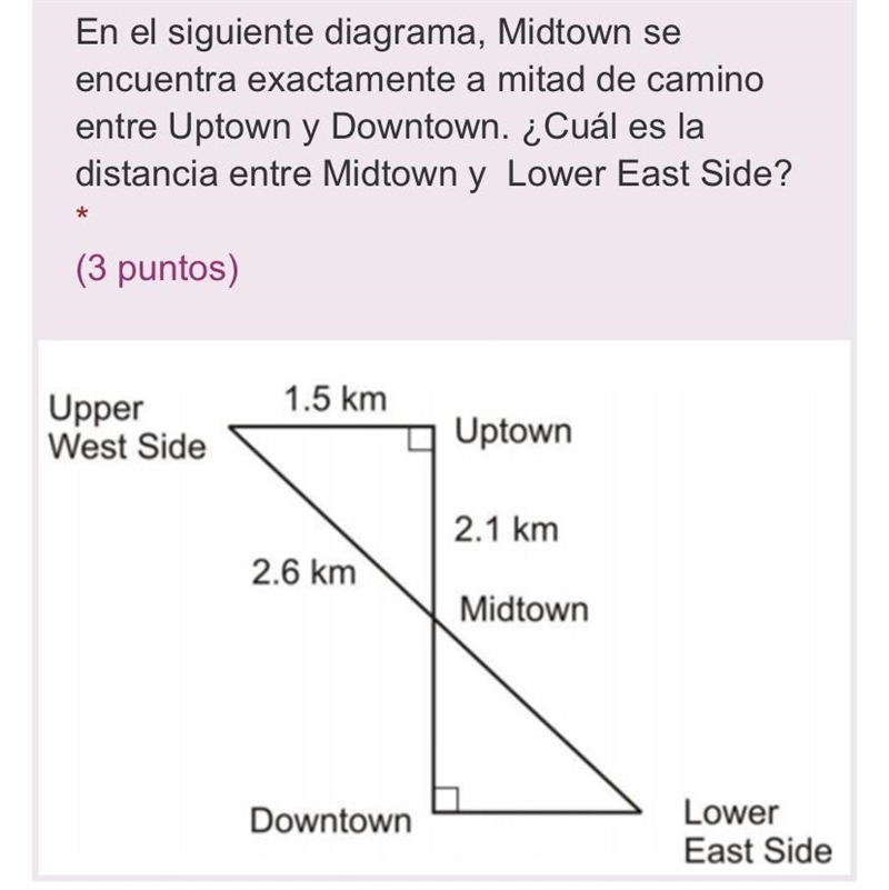 En el siguiente diagrama, Midtown se encuentra exactamente a mitad de camino entre-example-1