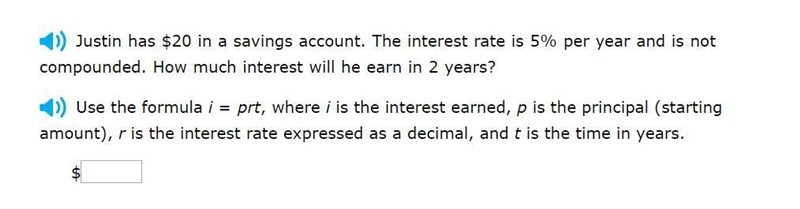 Correct answers only please! Justin has $20 in a savings account. The interest rate-example-1