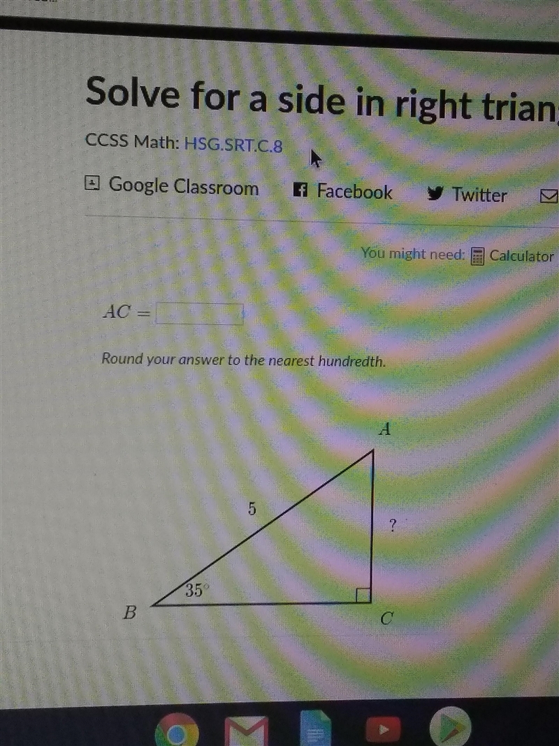 Solve for a side in right triangles-example-1