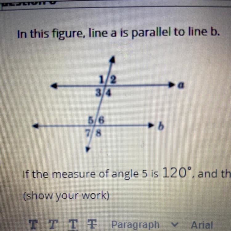 If the measure of angle 5 is 120°, and the measure of angle 4 is represented by (4x-example-1