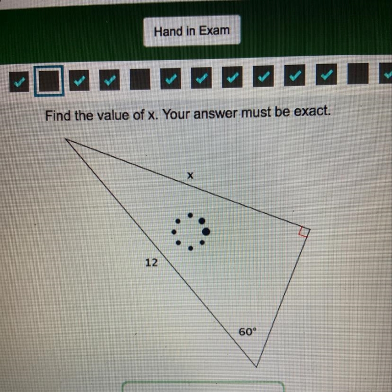 Find the value of x. Your answer must be exact. X 12. 600 X=-example-1