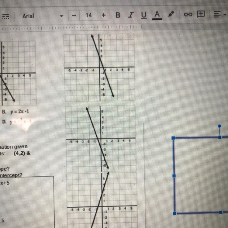 6) Which graph matches the equation: y=-3x + 2 Drag the red box over the correct answer-example-1