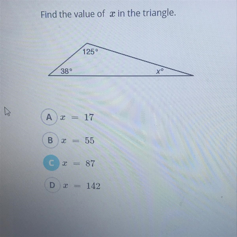 Find the value of x in the triangle-example-1