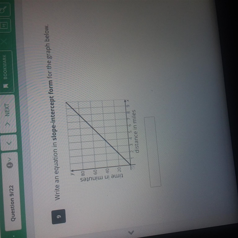 Write an equation in slope intercept form for the graph below-example-1