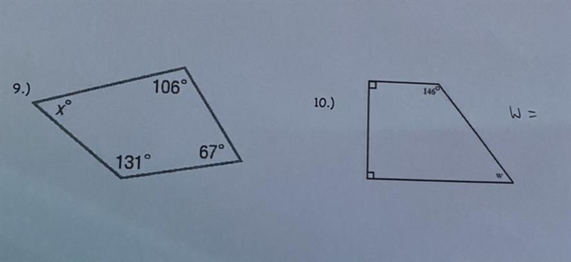 I need to find x in #9 and w in #10-example-1