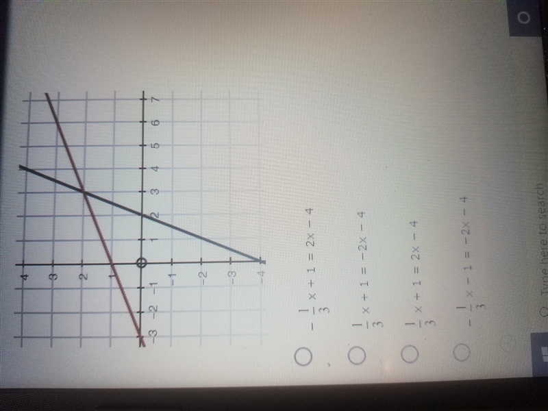 Which equation does the graph of the systems of equations solve?-example-1