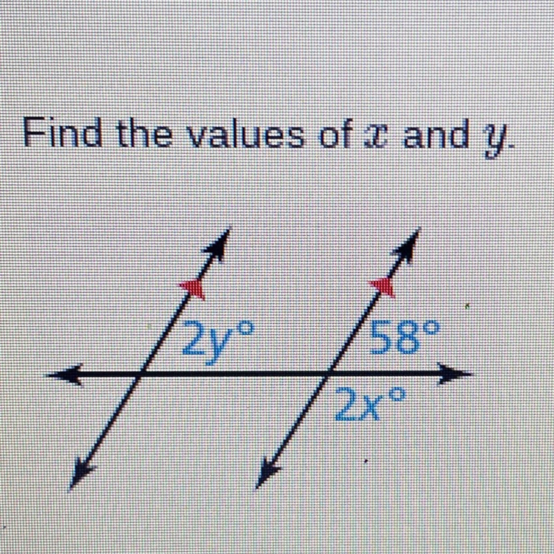 Find the values of and y.-example-1