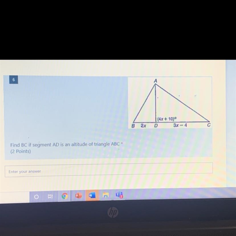 Find BC if segment AD is an altitude of triangle ABC PLEASE HELP-example-1