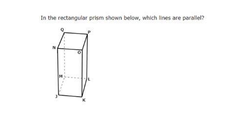 In the rectangular prism below, which lines are parallel?-example-1